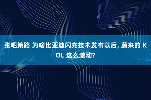 张吧策路 为啥比亚迪闪充技术发布以后, 蔚来的 KOL 这么激动?