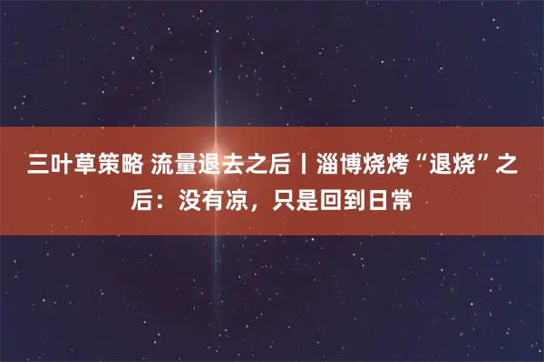 三叶草策略 流量退去之后丨淄博烧烤“退烧”之后:没有凉,只是回到日常
